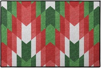 Door Mats: Christmas Cheer - Red, White And Green Door Mat, Multicolor