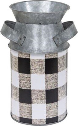 Black & White Buffalo Check Milk Can Small - 8 high by 4 in diameter