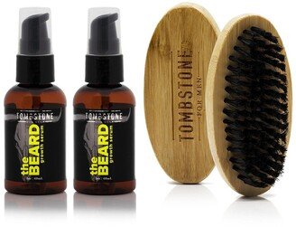 Tombstone For Men The Beard Vegan Kgf Beard Growth Serum 2-Pack & The Beard Brush Set