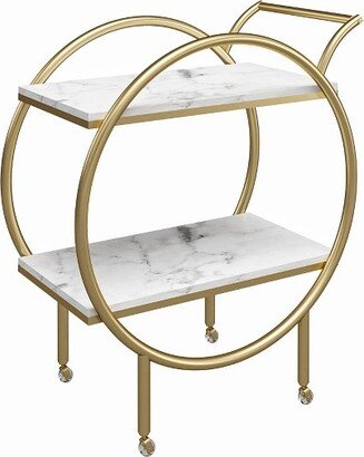 Amelia Round Bar Cart Marble White