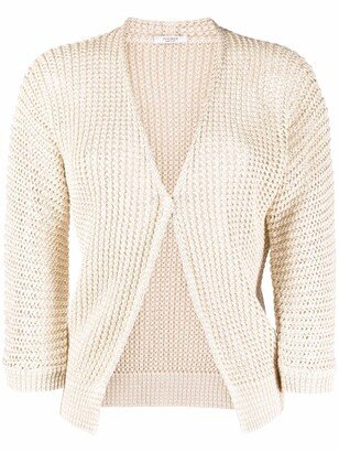 pointelle-knit V-neck cardigan-AA