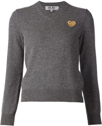 Embroidered Heart V-Neck Jumper