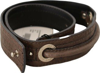 Brown Leather Silver Fastening Women's Belt-AA