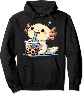 Discover Kawaii-style Axolotl Designs Here Kawaii Axolotls Bubble Tea Boba Axolotl Pullover Hoodie