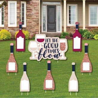 Big Dot Of Happiness But First, Wine - Outdoor Lawn Decor - Wine Tasting Party Yard Signs - Set of 8