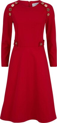 James Lakeland Women's Button Detail A-Line Dress - Red