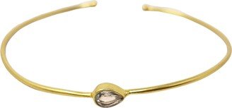 Harfi Gold Plated White Topaz April Birthstone Crystal Bangle