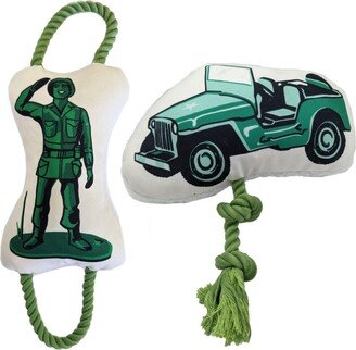 Jojo Modern Pets Retro Army Jeep Plush Dog And Puppy Toy/Retro Soldier Plush Dog And Puppy Toy