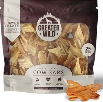 Greater Wild Cow Ears for Dogs, Single-Ingredient Natural Treats - 25 Ears