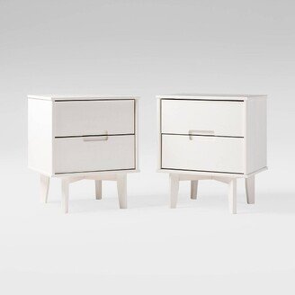 Set of 2 Mid-Century Modern Wood Nightstands White - Saracina Home