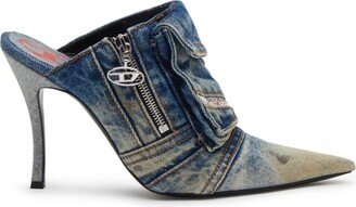 High-Heel Denim Mules