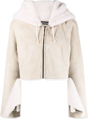 ANDREĀDAMO Shearling Cropped Hooded Jacket