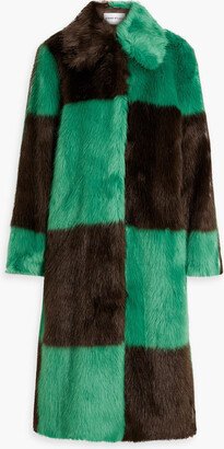 Nino checked faux fur coat