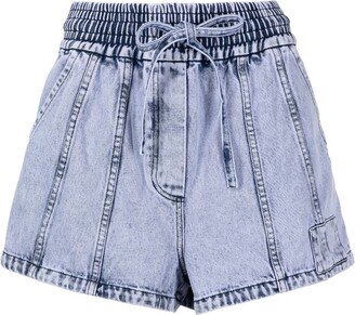 Drawstring Denim Shorts-AA