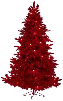 Flocked Fraser Fir Artificial Christmas Tree with 500 Lights, 40 Globe Bulbs and 1039 Bendable Branches