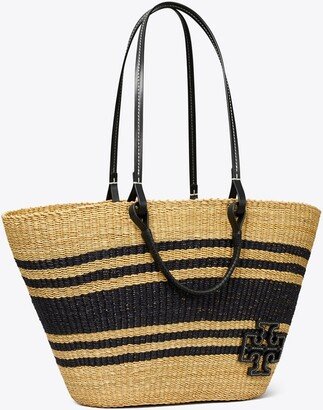 Ella Striped Straw Basket Tote