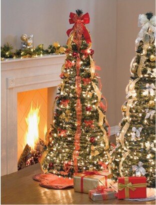 BrylaneHome 7 1/2 Ft. Pre-Lit Pop-Up Christmas Tree With Remote , Red Gold