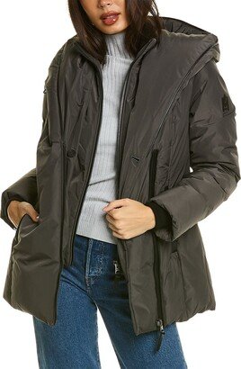 Adali Leather-Trim Down Coat-AB