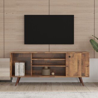 unbrand Wooden TV Stand with 1 Storage and 2 Shelves Cabinet