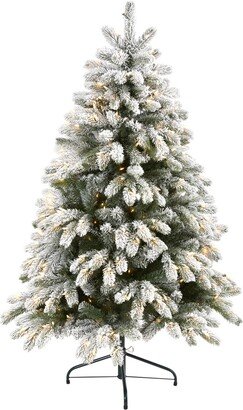 Flocked South Carolina Spruce Artificial Christmas Tree with Lights and Bendable Branches, 60