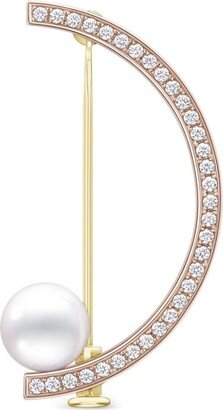 18kt yellow and rose gold Collection Line Kinetic diamond and pearl brooch