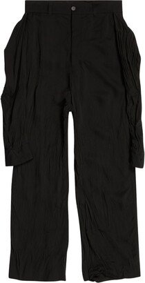 Layered-Design Wide-Leg Trousers-AA