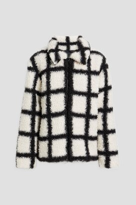 Checked faux shearling coat