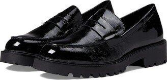 Kenova Crinkled Patent Leather Penny Loafer (Black) Women's Shoes