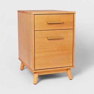 Wood Mid Century File Cabinet Light Brown