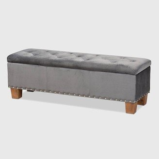 Hannah Velvet Upholstered Button Tufted Storage Ottoman Bench