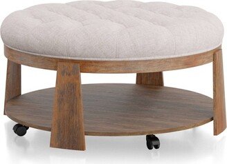 41 Flent Button Tufted Round Storage Ottomans - miBasics