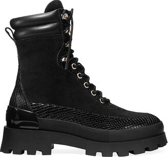 Rowan Crocodile-Embossed Leather Combat Boots