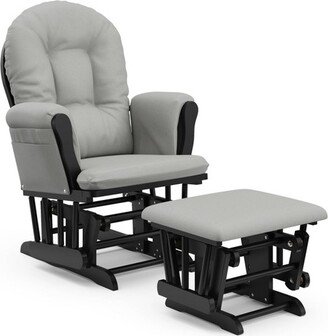 Storkcraft Hoop Glider and Ottoman - Black Frame/Light Gray Fabric