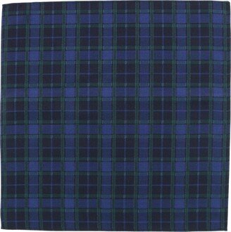 Ives Green and Navy Blackwatch Plaid Silk Pocket Square