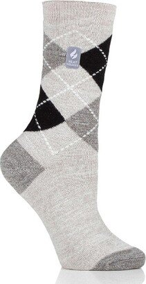 Heat Holders Women's Delilah ULTRA LITE Argyle Crew Socks | Warm + Soft, Hiking, Cabin, Cozy at Home Socks | 3X Warmer Than Cotton Socks