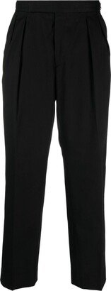 Pressed-Crease Pleated Straight-Leg Trousers