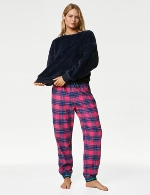 Pure Cotton Checked Pyjama Bottoms-AA