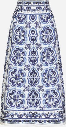 Majolica-print poplin culottes