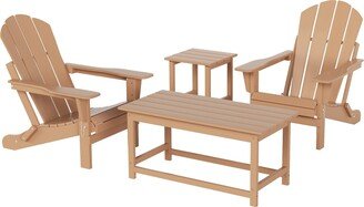 Polytrends Laguna 4-Piece Eco-Friendly HDPE Adirondack Chair Set with Coffee and Side Table