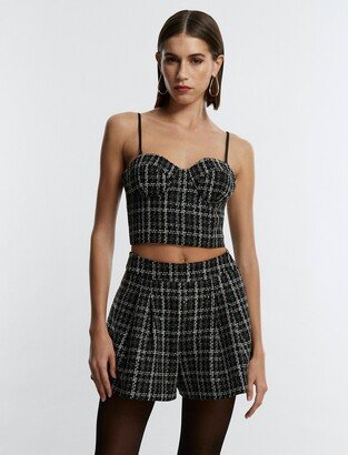 Straplesss Tweed Crop Top