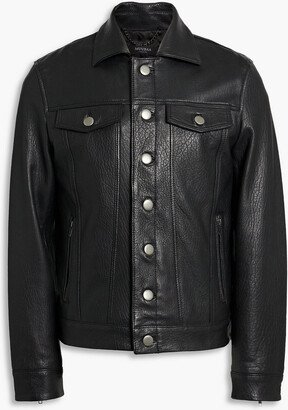 Lenten pebbled-leather trucker jacket