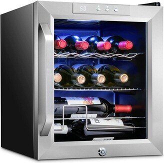 12 Bottle Wine Cooler Fridge, Compressor Refrigerator, Silver