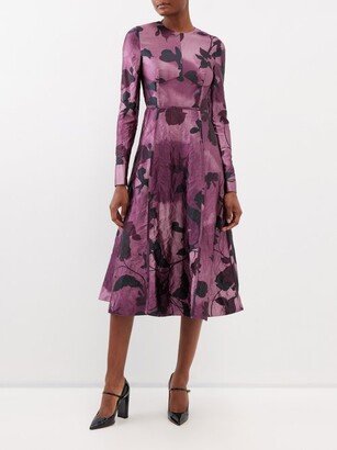 Evelyn Floral-print Crinkled-satin Midi Dress