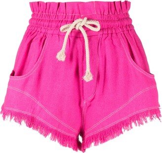 MARANT ÉTOILE Drawstring Frayed Silk Shorts