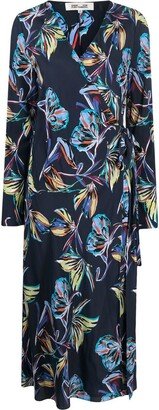 Floral-Print Wrap Dress-AA