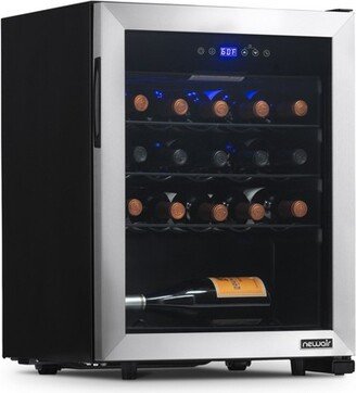 Freestanding 23 Bottle Compressor Wine Fridge in Stainless Steel, Adjustable Racks and Exterior Digital Thermostat-AA