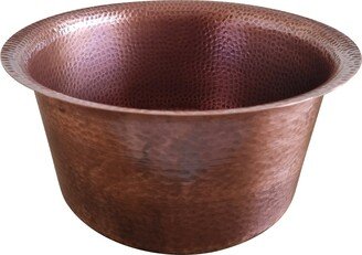 Round Copper Sink Curved Rim Design 14.50 X 7.50 Inch - Stock Clearance Sale