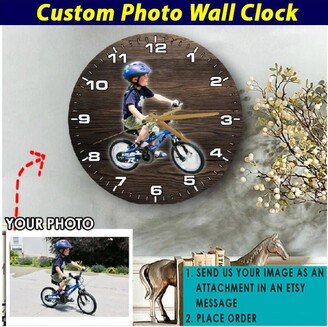 Bmx Racing Personalized Wooden Wall Clock, Biking Gifts For Kids, Kid's Cycling, Cycling Enthusiast, Bike Rider Grandson