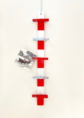 Christmas Card Holder Clothespins Display Candy Canes Painted Clothespin Rack Holiday Photo