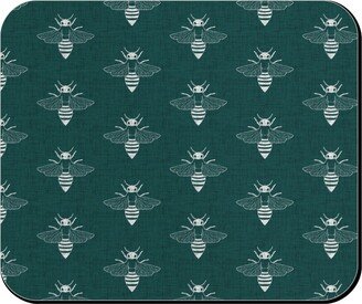 Mouse Pads: Bees In Flight - Green Mouse Pad, Rectangle Ornament, Green